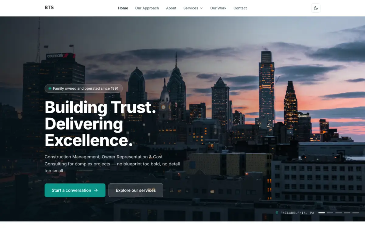 The By the Sea Construction Services homepage